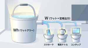 ポータブル電源のWとWhの違い