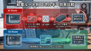 AC給電とDC直結給電の変換ロス比較