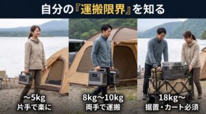 ポータブル電源の重量と人間工学的な可搬限界